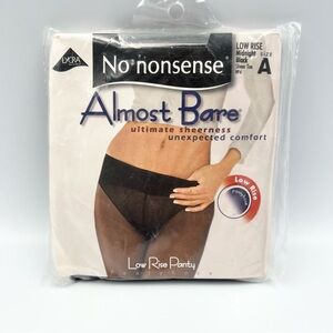 No Nonsense Almost Bare Pantyhose Low Rise Sheer Size A Midnight Black NWT